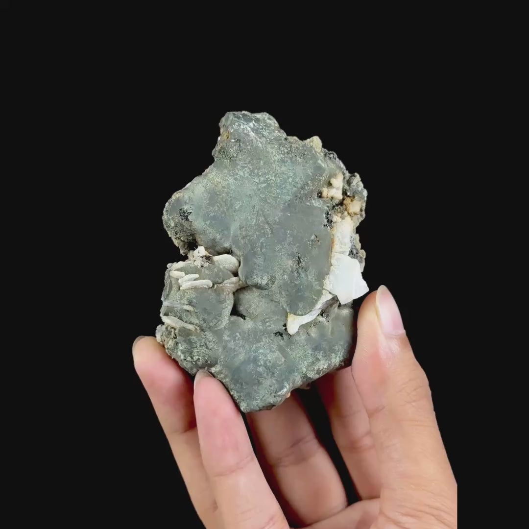 Irrediscent Pyrite With Calcite & Babingtonite Natural Mineral Specimen. G #0599