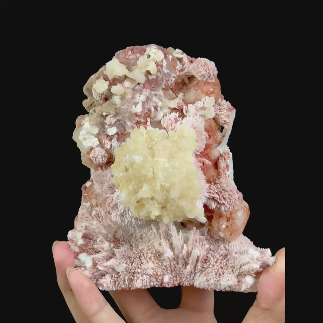 Pink Mordenite With Calcite (UV Reactive) Natural Mineral Specimen G #0571